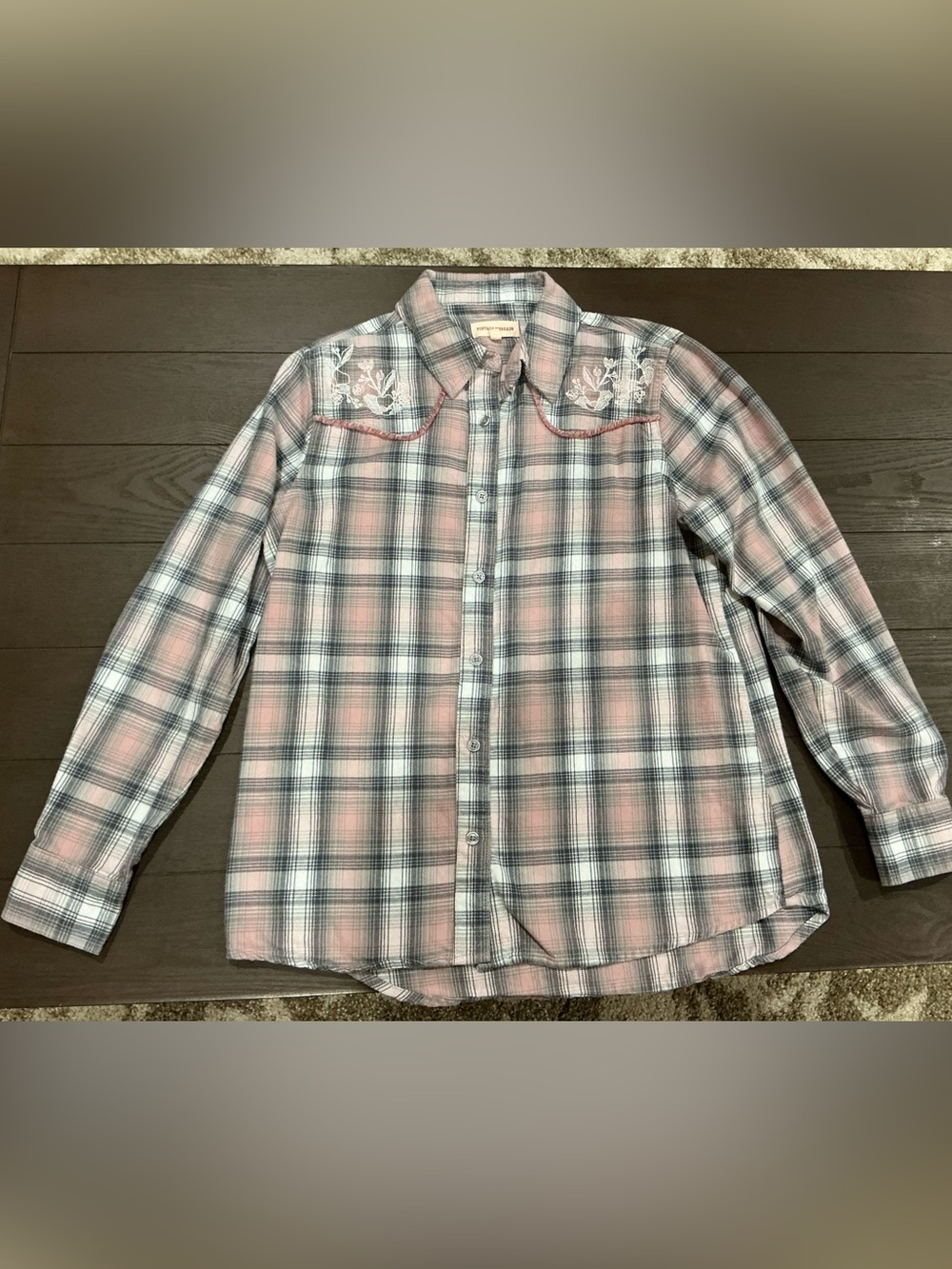 Vintage Threads Pink Plaid Western Shirt with Embroidered Yoke